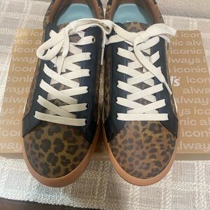 Dr. Scholl's Leopard and Black Tie Up Sneakers